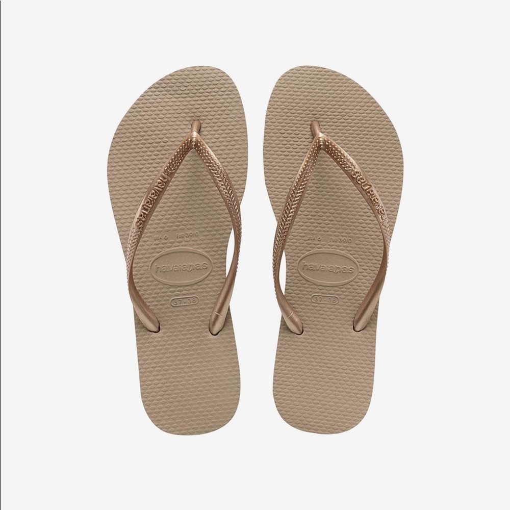 Havaianas Gold Flip Flops Brazilian Size 37/38 US Size 7/8